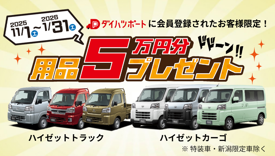 用品５万円分プレゼントキャンペーン